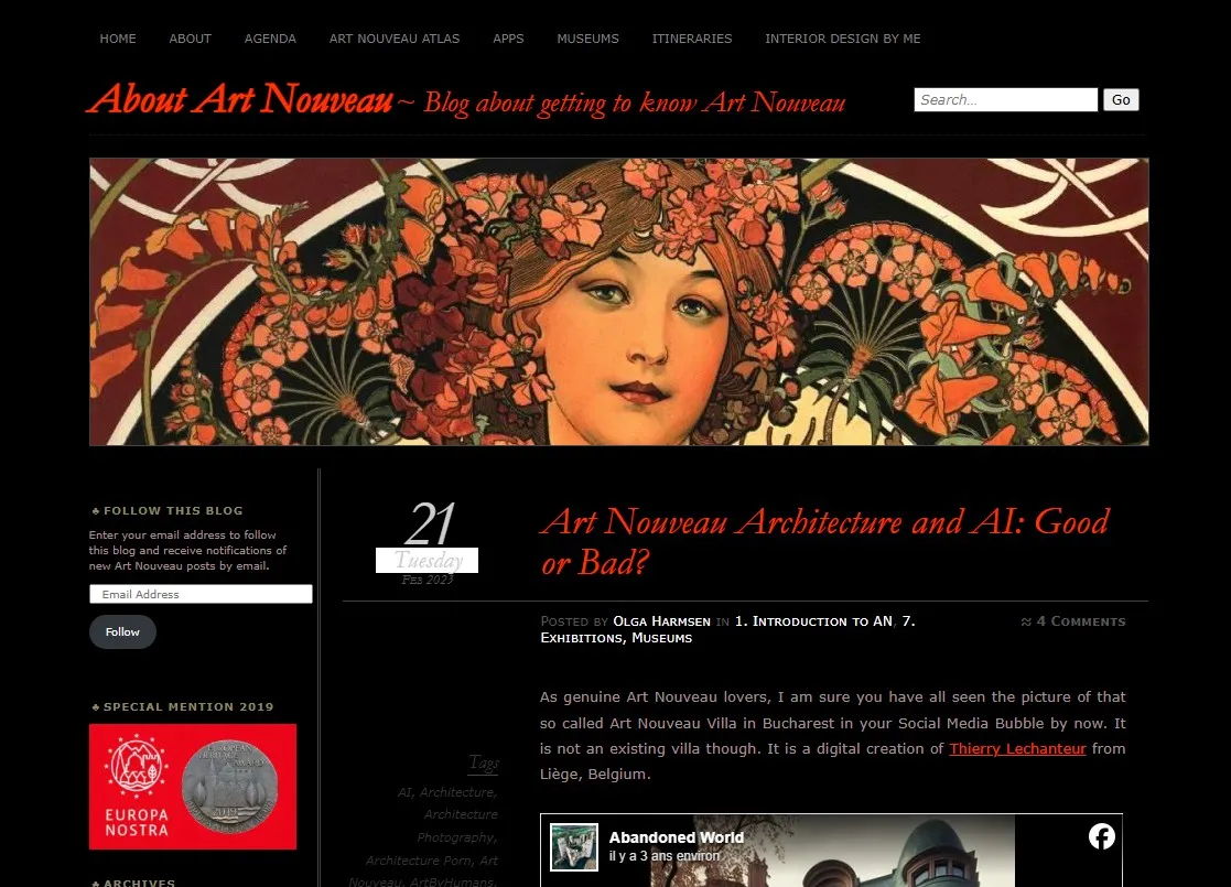 About Art Nouveau, Art Nouveau Architecture and AI: Good or Bad?