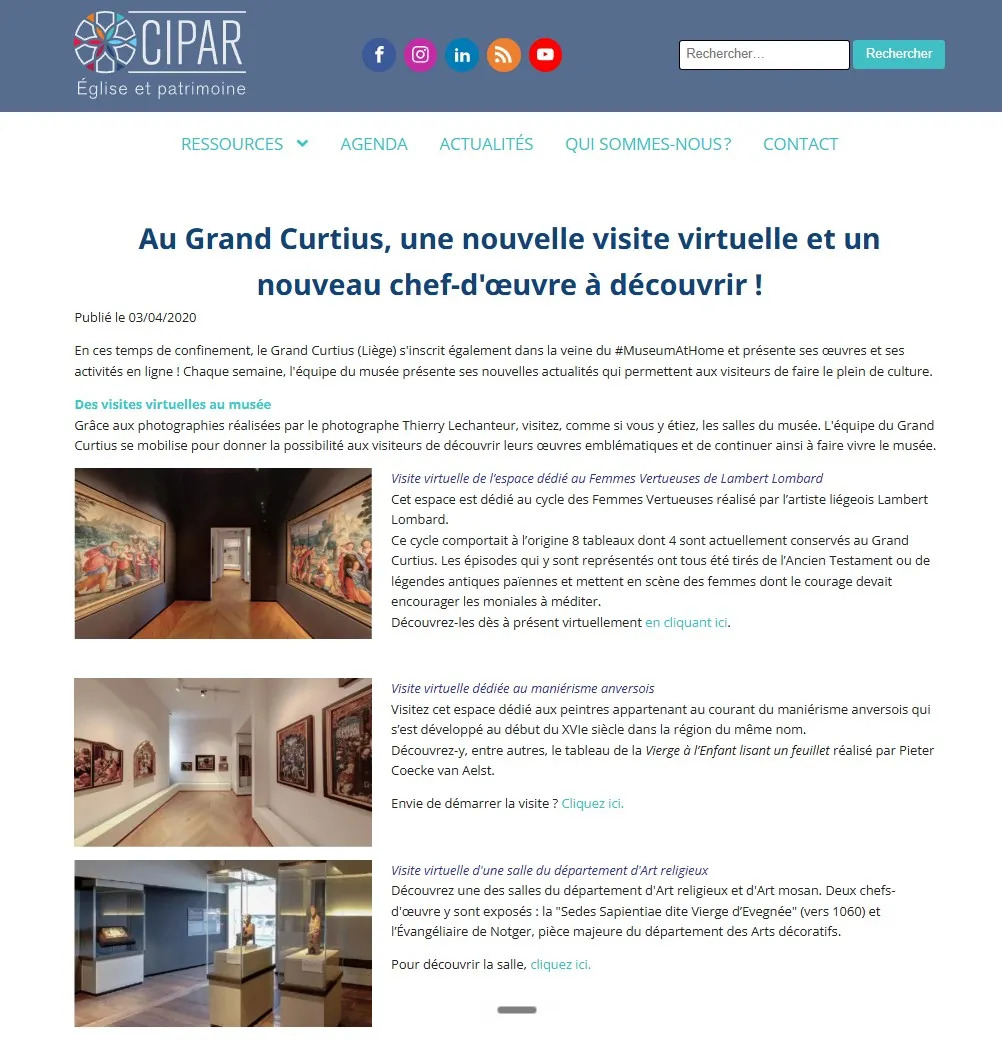 CIPAR, Au Grand Curtius, une nouvelle visite virtuelle et un nouveau chef-d'œuvre à découvrir !