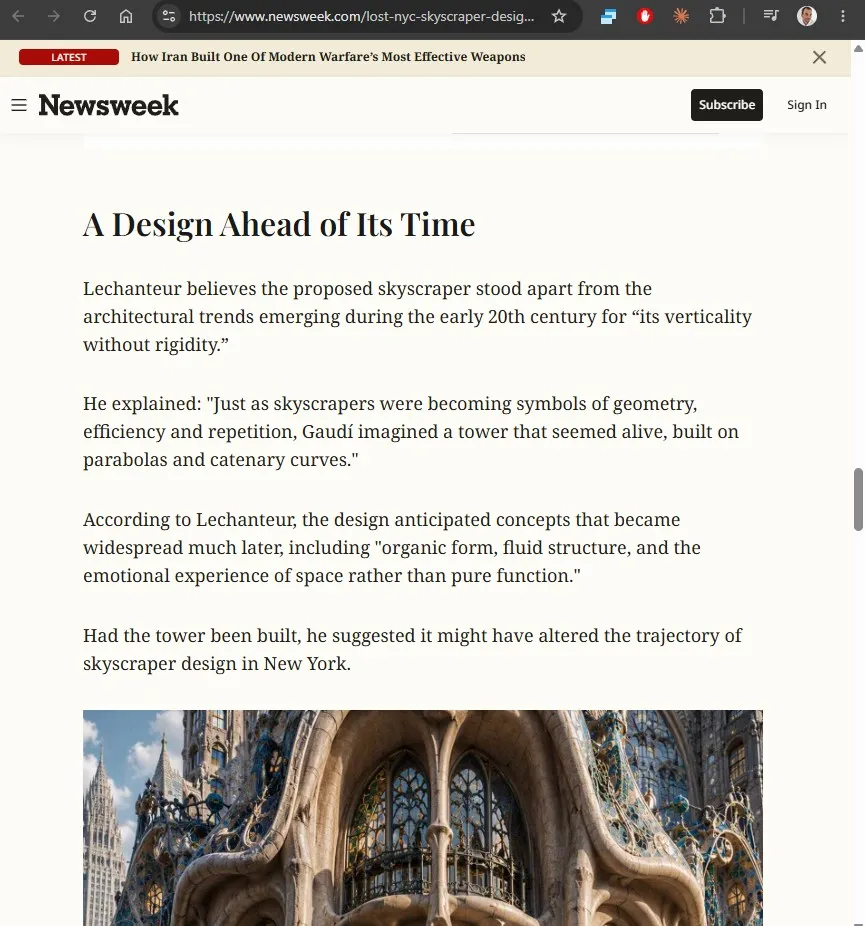 Newsweek, 'Lost' NYC Skyscraper Design Finally Brought to Life After 118 Years