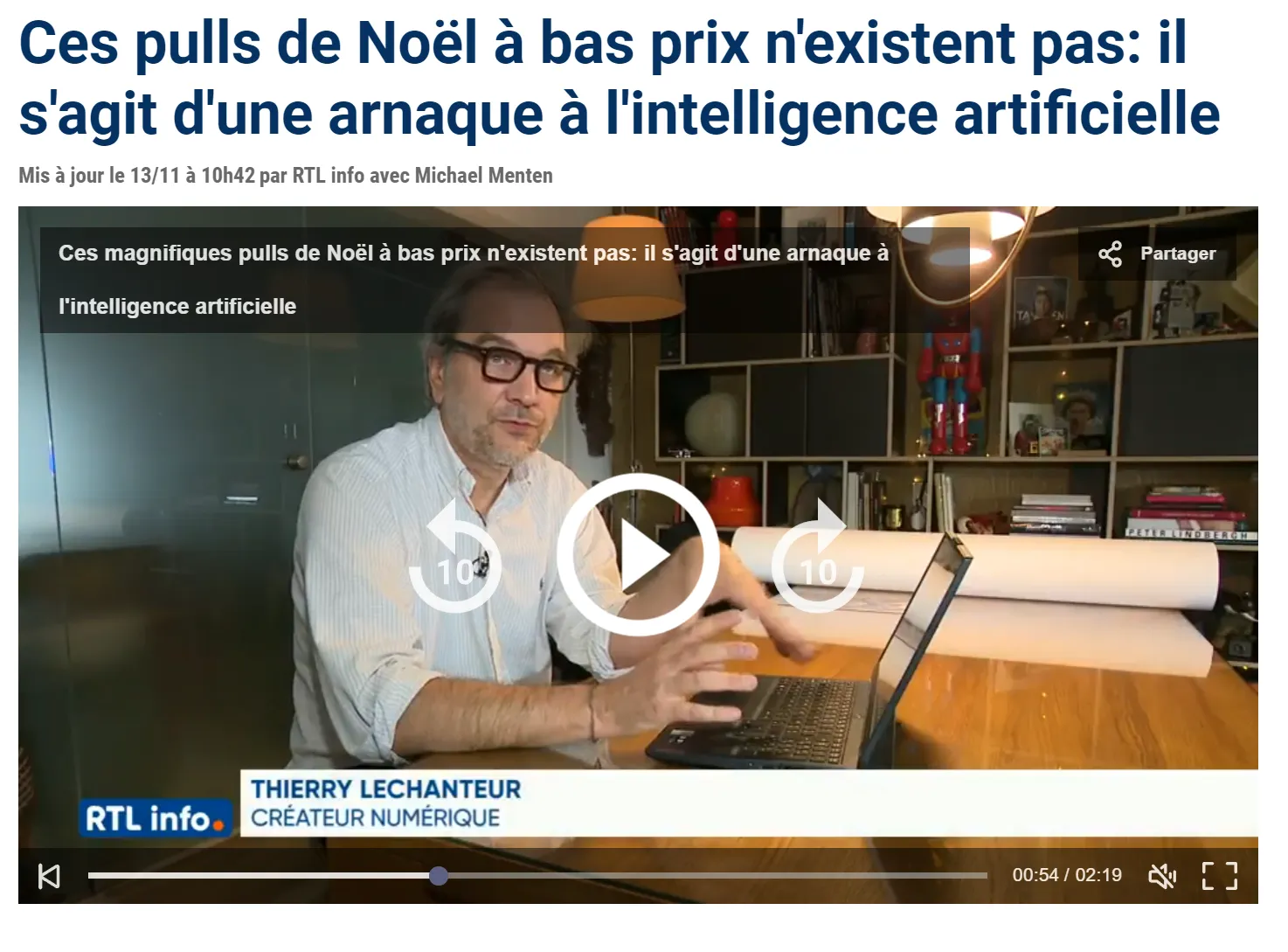 RTL Info — Ces pulls de Noël à bas prix n'existent pas : il s'agit d'une arnaque à l'intelligence artificielle