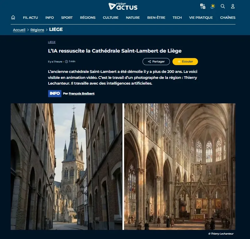 RTBF — L'IA ressuscite la Cathédrale Saint-Lambert de Liège