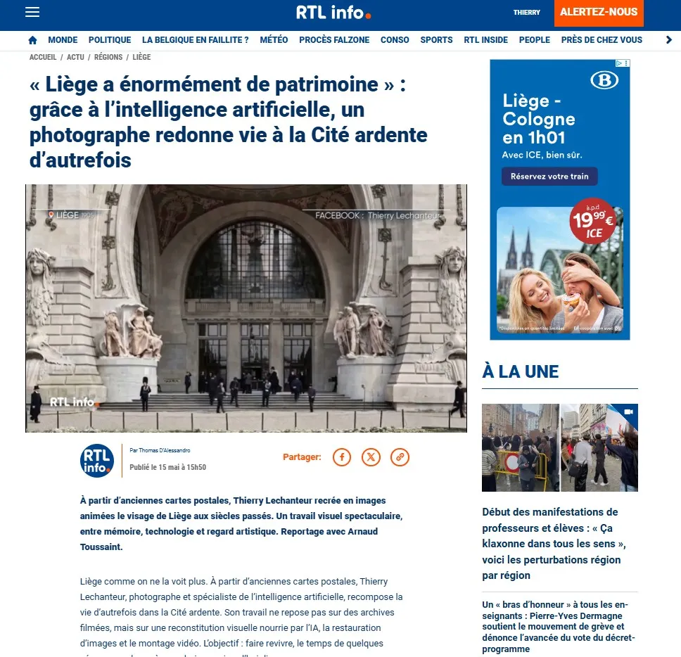 RTL Info — « Liège a énormément de patrimoine » : grâce à l'intelligence artificielle, un photographe redonne vie à la Cité ardente d'autrefois
