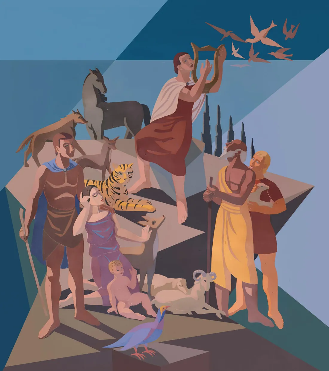 The Myth of Orpheus, mural painting by Edgar Scauflaire in the Liège Philharmonic Hall