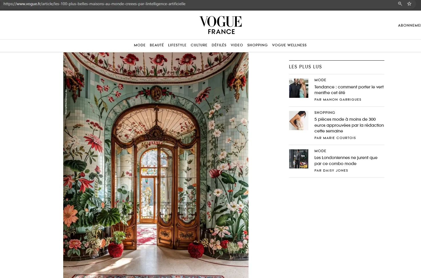 Vogue.fr, Les 100 plus belles maisons au monde créées par l'intelligence artificielle